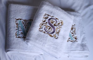 Towel with Royal Letter Embroidery