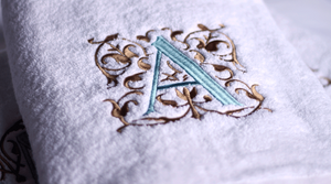 Towel with Royal Letter Embroidery