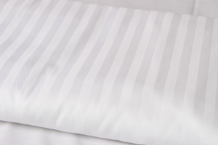 White Striped Flat Bed Sheet 500TC