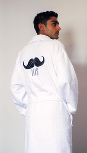“Mustache + His” Embroidery Luxury Hotel Bathrobe