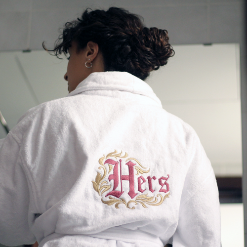 “Hers” Embroidery Bathrobe