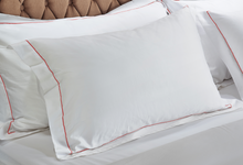 Load image into Gallery viewer, White Pillowcases with Marine Line 500TC