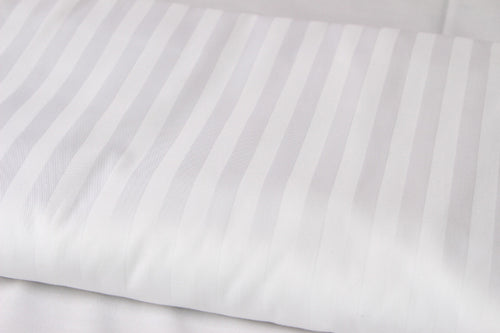 White Striped Flat Bed Sheet 500TC