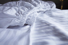 Load image into Gallery viewer, HOTEL STRIPES | White Fitted Bed Sheet 500TC